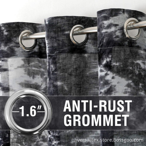 Manual Tie Dye Design Black Curtains